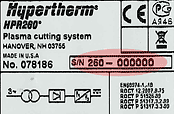 Numer seryjny maszyn Hypertherm oprÃ³cz Powermax.